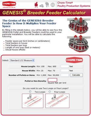 Chore-Time calculadora de comederos de reproductoras Genesis